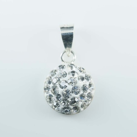 Pendant half ball rd. 12mm.Crystal white color