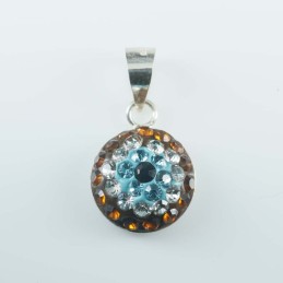 Pend. half ball rd. blue eye 12mm.Crystal tea
