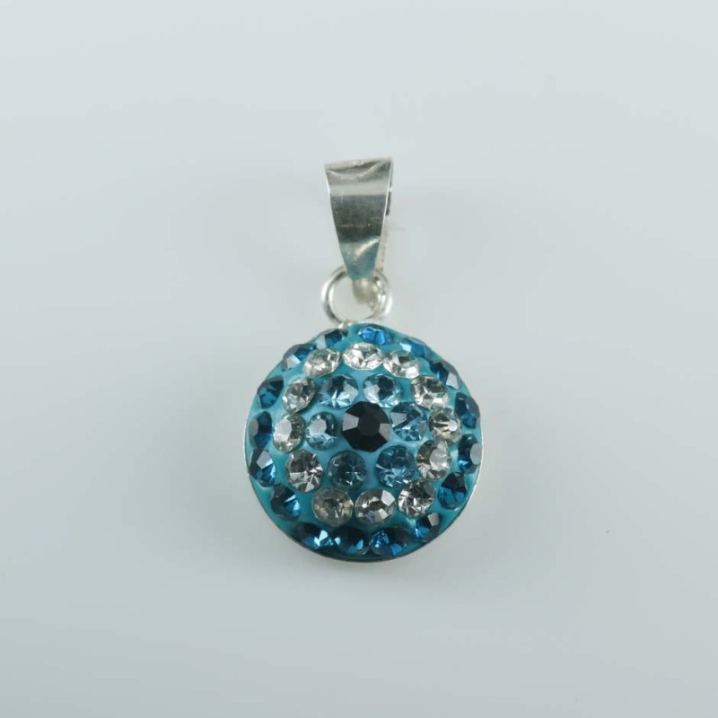 Pend. half ball rd. blue eye 12mm.Crystal b.zircon