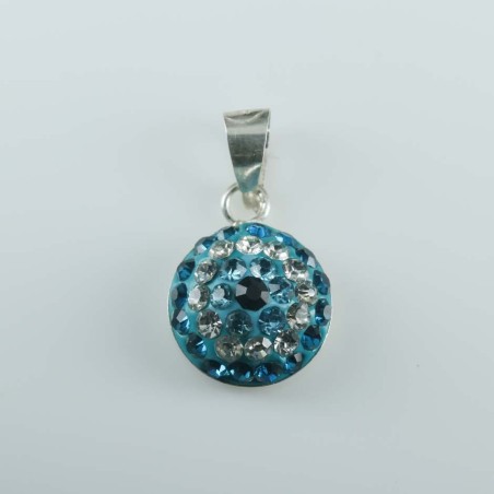 Pend. half ball rd. blue eye 12mm.Crystal b.zircon