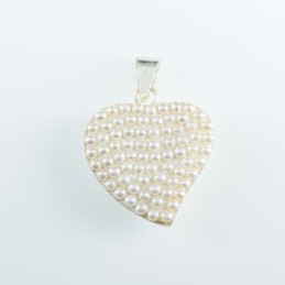 Pend. Heart 15mm. Micro Pearls White H2 Color