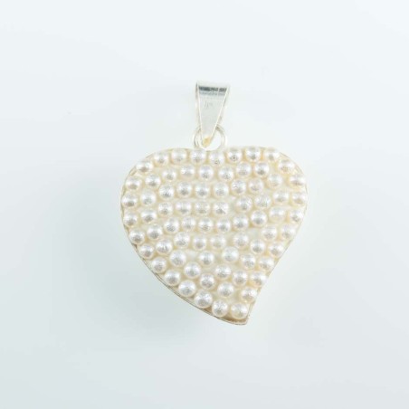 Pend. Heart 15mm. Micro Pearls White H2 Color