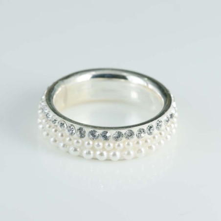 Ring 6mm. Crystal/micro pearl white color