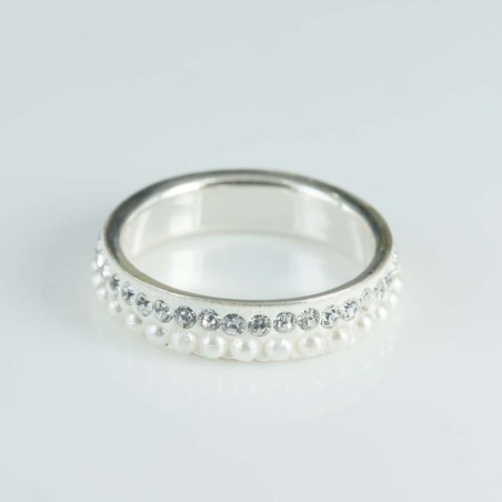 Ring 4mm.crystal/micro pearl white color