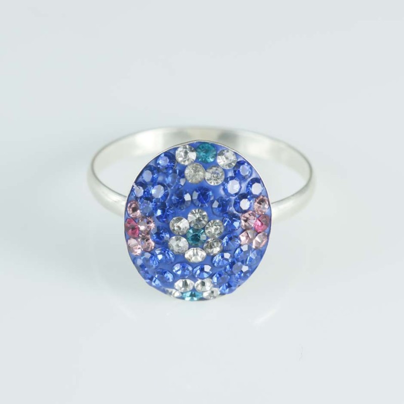 Ring half ball Oval flower 12x14mm.Crystal zafire