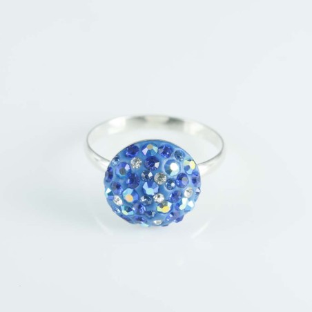 Ring half ball round 12mm.Crystal ab.zafire color