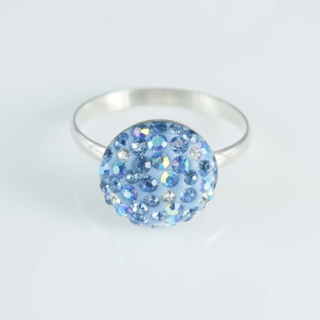 Ring half ball round 12mm.Crystal ab.ligth zafire