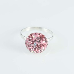Ring half ball round 12mm. Crystal ab.rose color