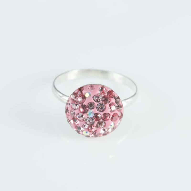 Ring half ball round 12mm. Crystal ab.rose color