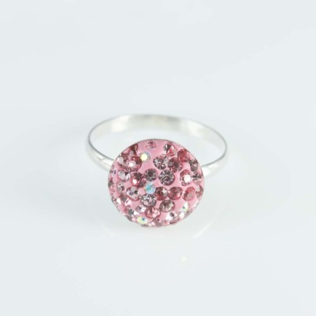 Ring half ball round 12mm. Crystal ab.rose color