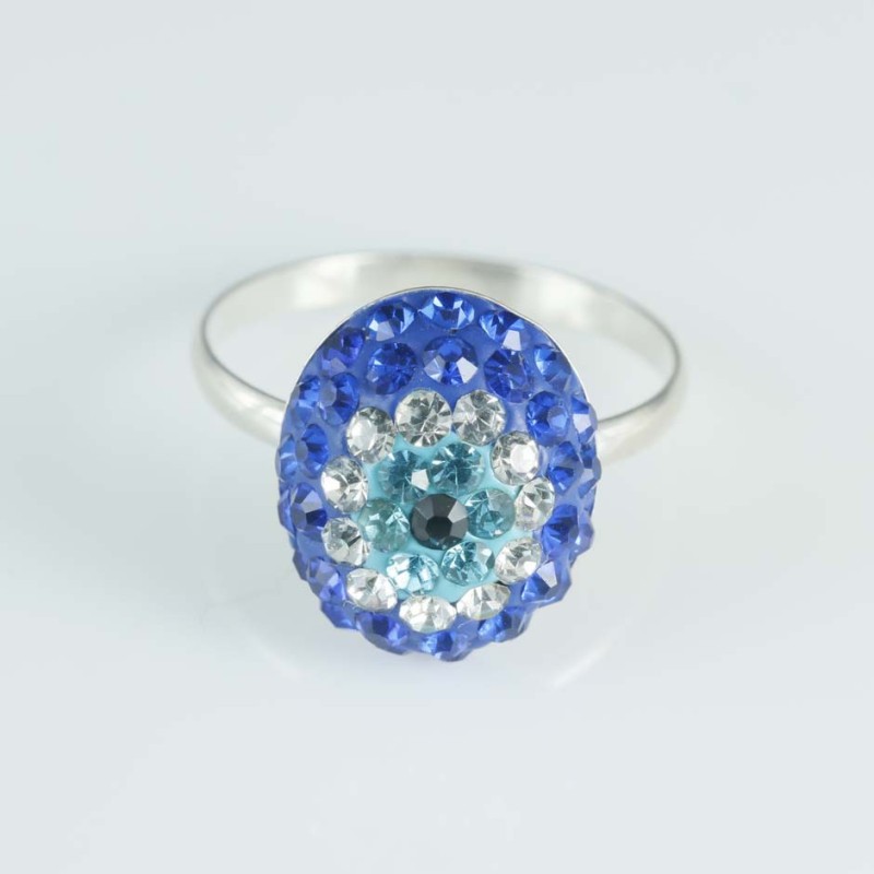 Ring Oval 12x14mm.Crystal blue eye zafire cololr