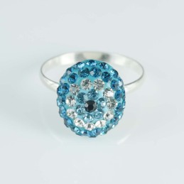 Ring Oval 12x14mm.Crystal blue eye b.zacon cololr