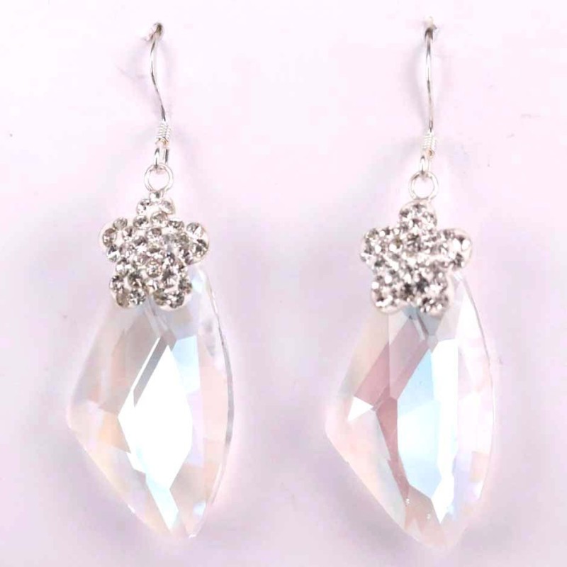 Earring suaros.A irregular with flower crystal