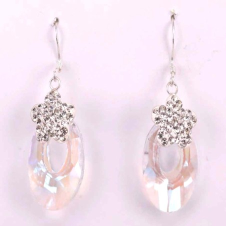 Earring suaros.A small oval donut with flower crys