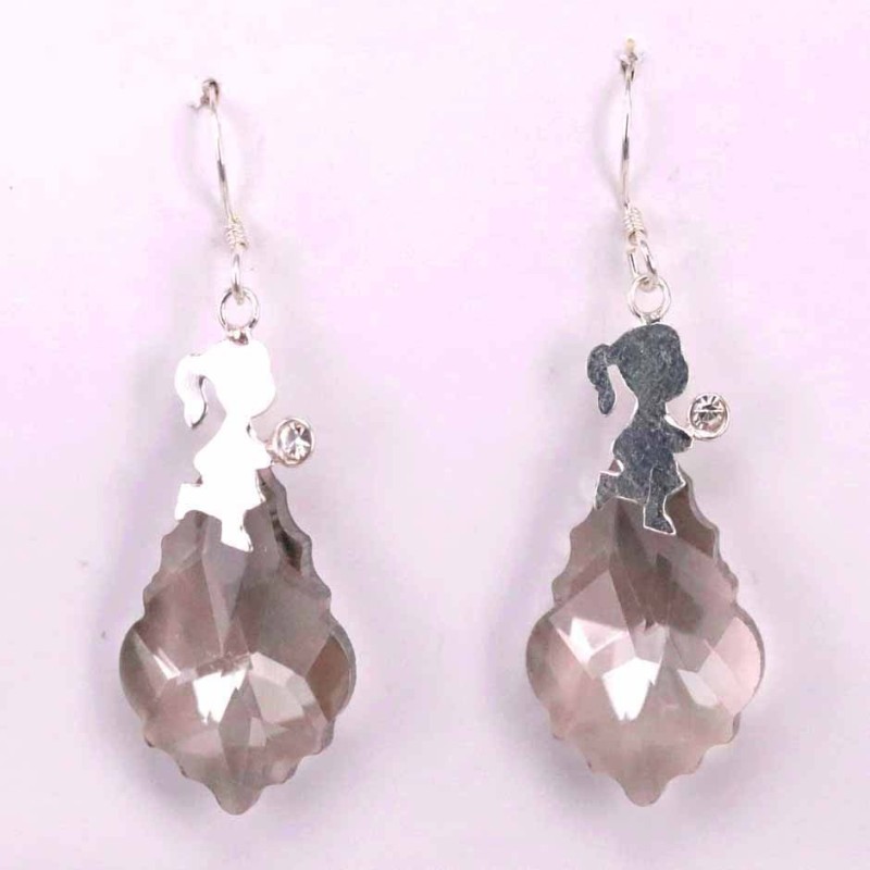 Earring Suaros. A Drop 20mm. grey