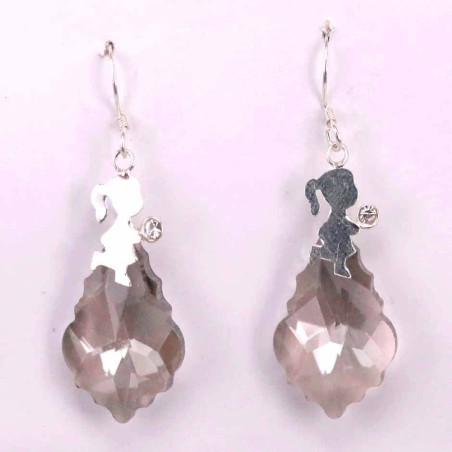 Earring Suaros. A Drop 20mm. grey