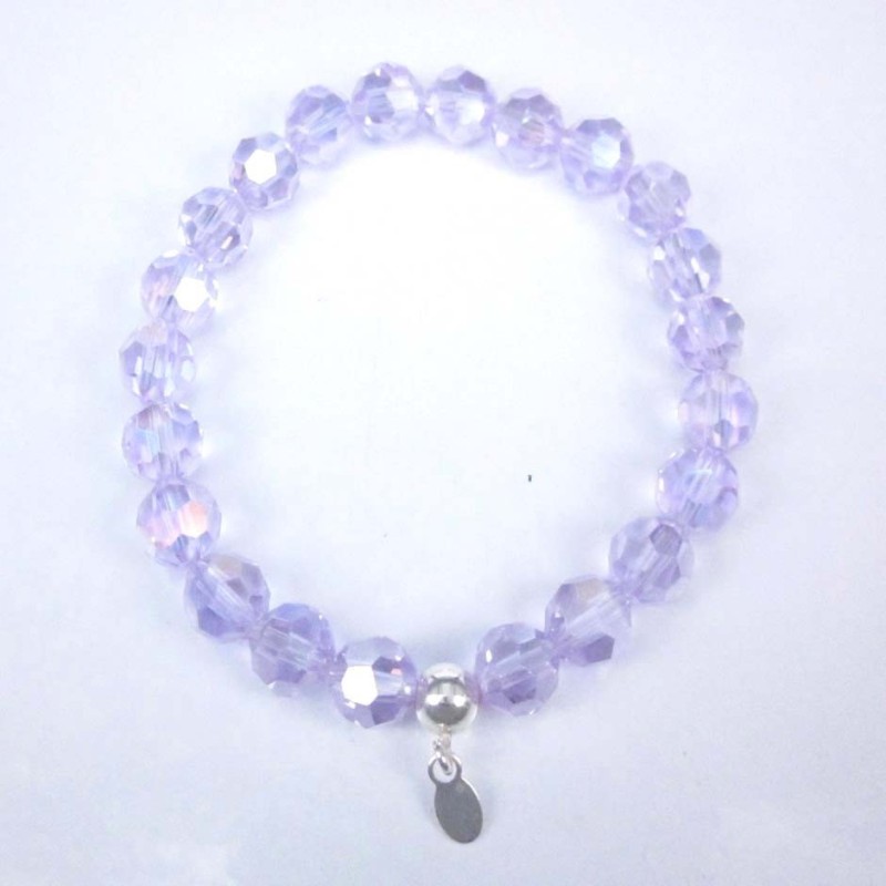 Bracelet ball 8mm. faceted Crystal Ligth Saphire C