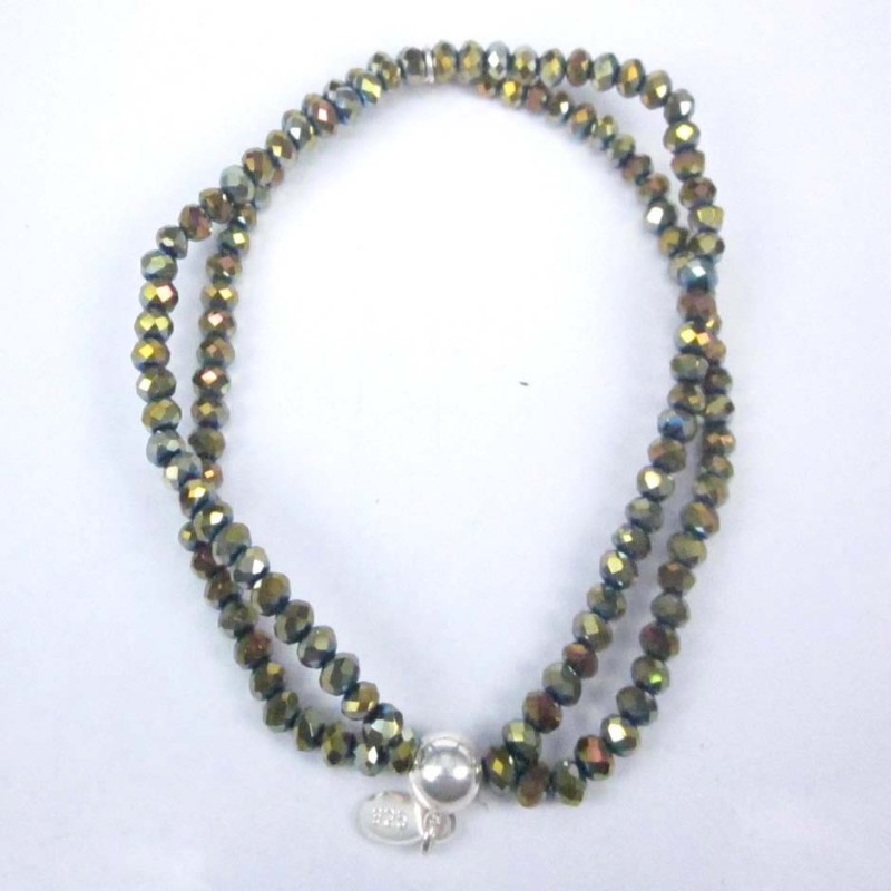 Bracelet ball 3-4mm.Crystal Green Color + Ball 6mm