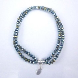 Bracelet ball 3-4mm.Crystal Blue Color + Ball 6mm