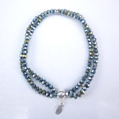 Bracelet ball 3-4mm.Crystal Blue Color + Ball 6mm