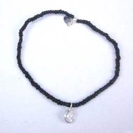 Bracelet ball 3-4mm.Crystal Black Color +c.z. 6mm