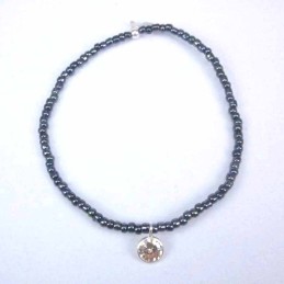 Bracelet ball 3-4mm.Crystal Grey Color +c.z. 6mm