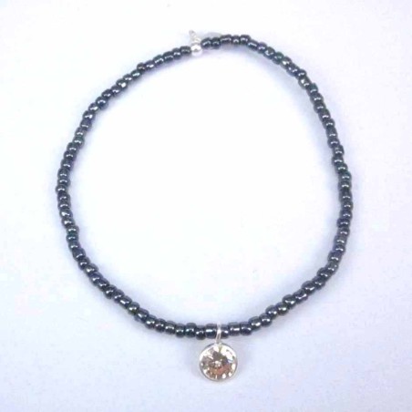 Bracelet ball 3-4mm.Crystal Grey Color +c.z. 6mm