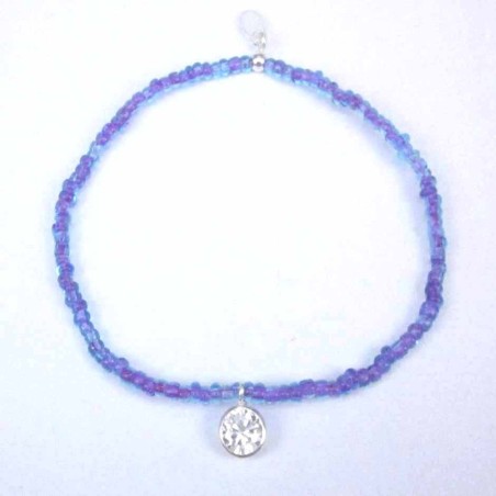 Bracelet ball 3-4mm.Crystal Purple Color +c.z. 6mm