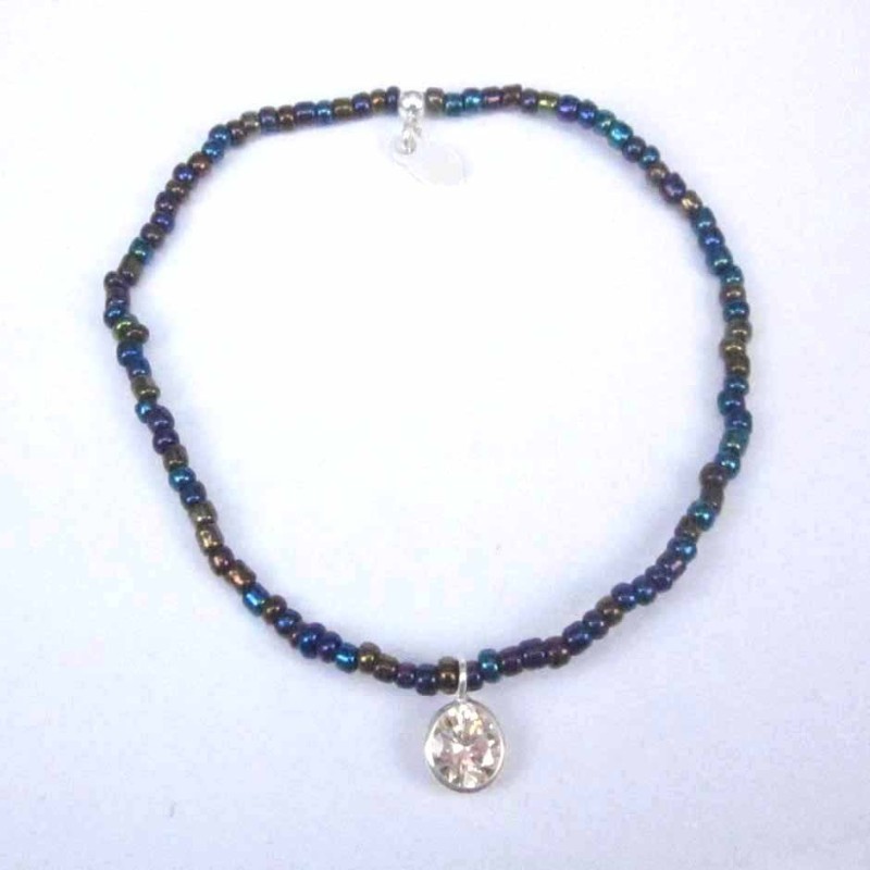 Bracelet ball 3-4mm.Crystal Mix Color +c.z. 6mm