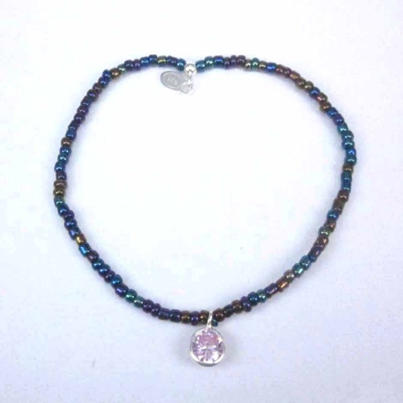 Bracelet ball 3-4mm.Crystal Mix Color +c.z. 6mm