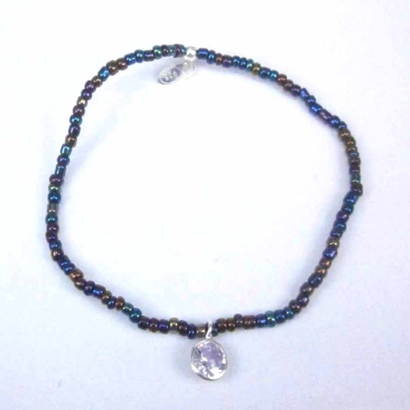 Bracelet ball 3-4mm.Crystal Mix Color +c.z. 6mm