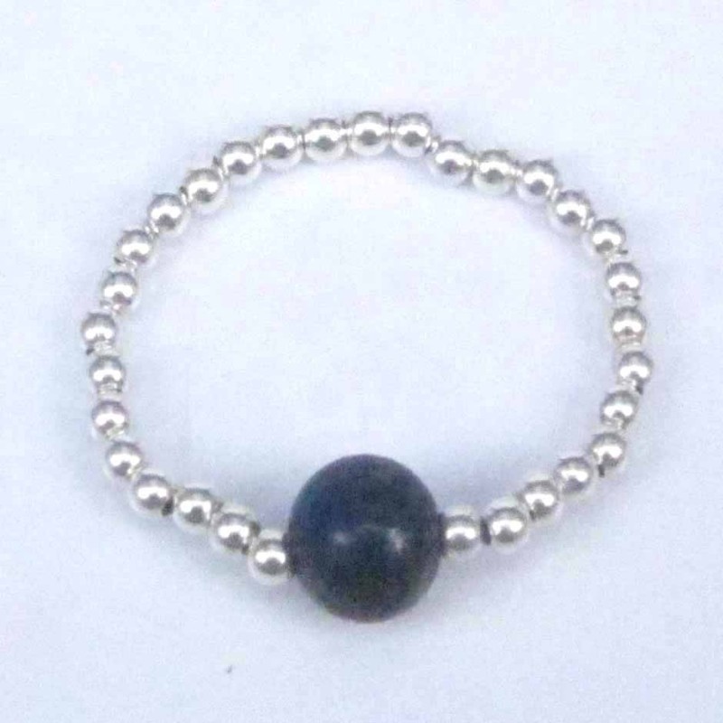 Ring ball 3-4mm.Plain +Ball 6mm. Lapis Stone