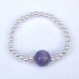 Ring ball 3-4mm.Plain +Ball 6mm. Ametisth Ston