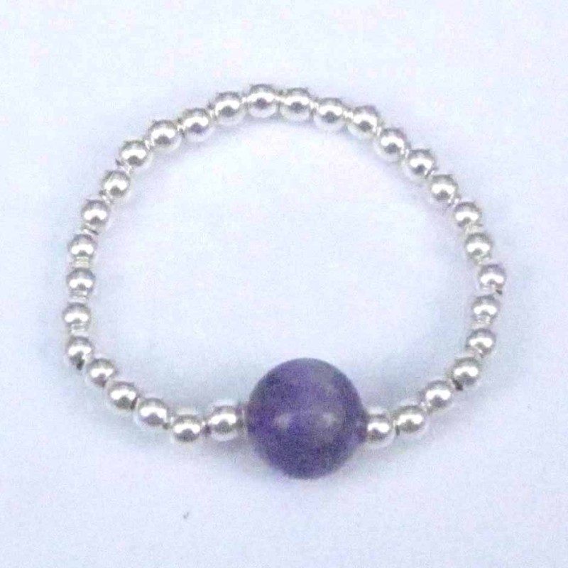 Ring ball 3-4mm.Plain +Ball 6mm. Ametisth Ston