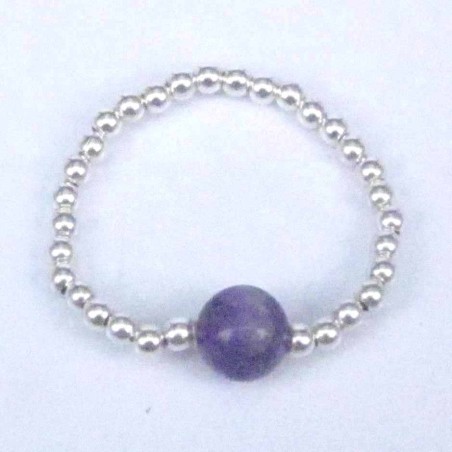 Ring ball 3-4mm.Plain +Ball 6mm. Ametisth Ston