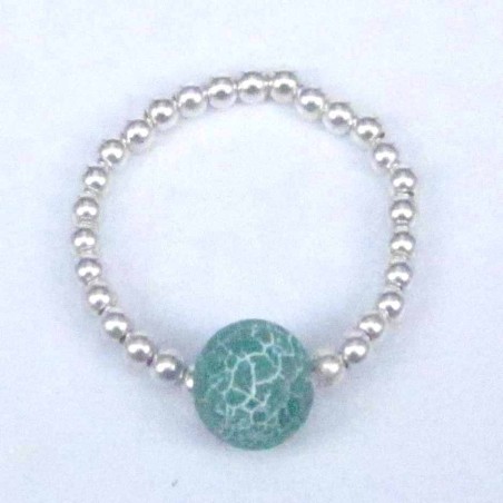 Ring ball 3-4mm.Plain +Ball 6mm. Green Agate