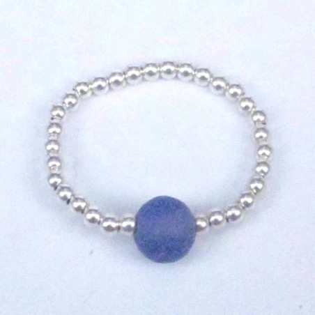 Ring ball 3-4mm.Plain +Ball 6mm. Blue Agate