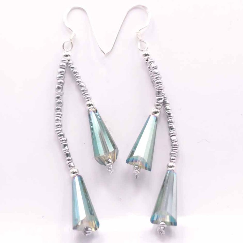 Earring Crystal Elements Drop Green Color