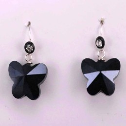 Earring Crystal Elements Batterfly Drack Blue