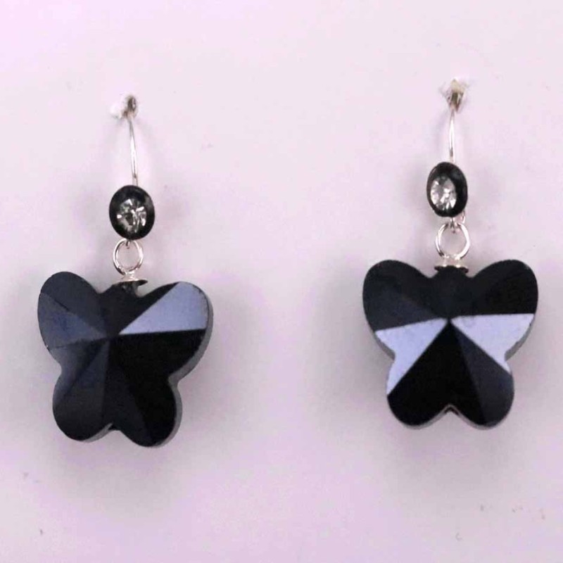 Earring Crystal Elements Batterfly Drack Blue