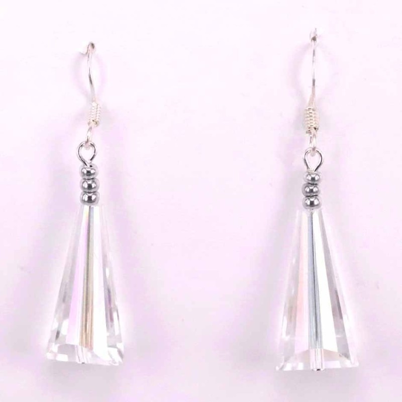 Earring Crystal Elements Tube White Color