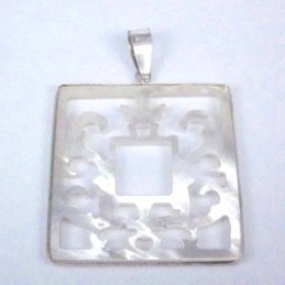 Pendant 35mm. Square MOP laser cuting