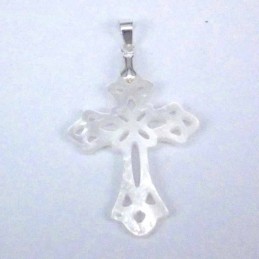 Pendant 30mm. cross Laser Cut MOP
