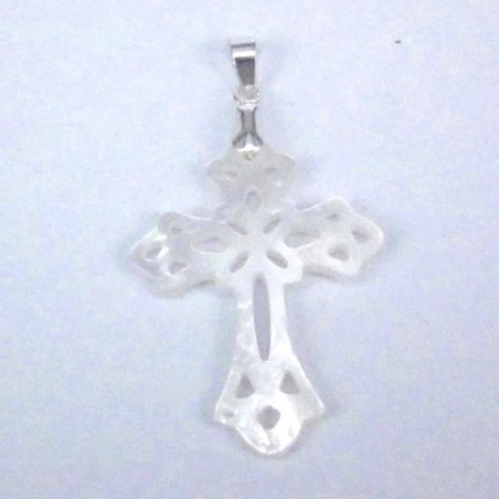 Pendant 30mm. cross Laser Cut MOP