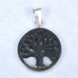 Pendant 17mm. cuting laser Black MOP tree of life