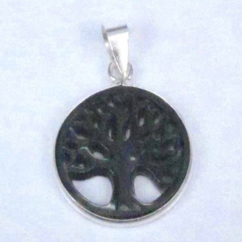 Pendant 17mm. cuting laser Black MOP tree of life