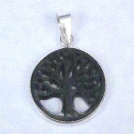 Pendant 17mm. cuting laser Black MOP tree of life