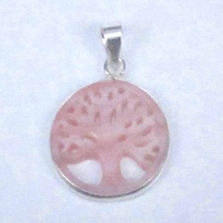 Pendant 17mm. cuting laser Rose MOP tree of life