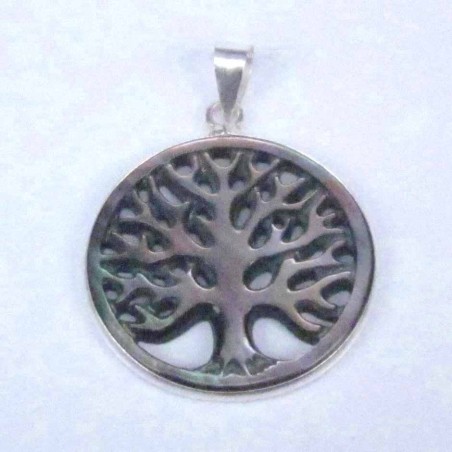 Pendant 24mm. cuting laser Black MOP tree of life