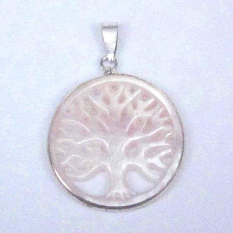 Pendant 24mm. cuting laser Rose MOP tree of life